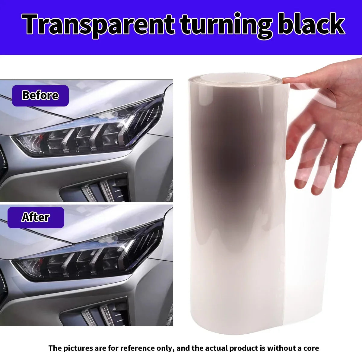 UV Color Change TPU PPF Photochromic Car Headlight Film Headlight Protection Film Qme To black 120cm 60cm