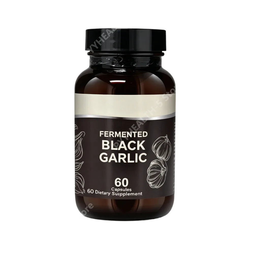Fermented Black Garlic Capsules – Antioxidant & Wellness 60ct Herbal Supplement Capsules Qst