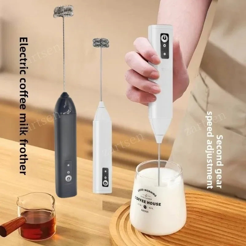 ZARTSEN Mini USB Rechargeable Milk Frother – 3-Speed Foam Maker Milk Frother Qst