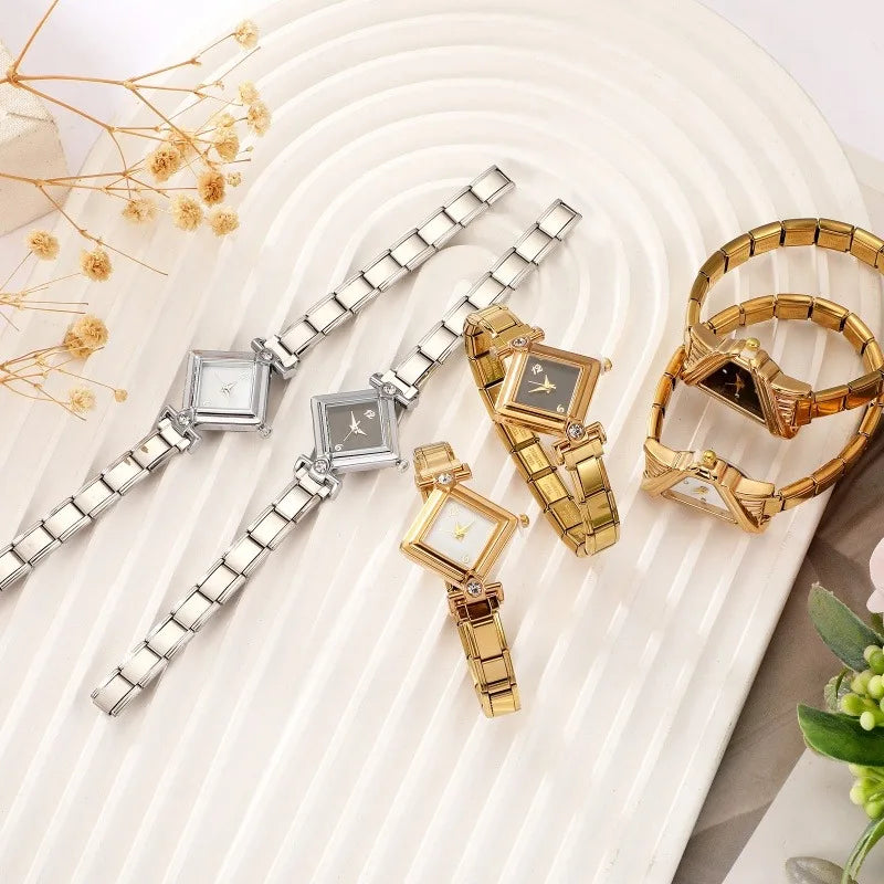 Women's Stainless Steel Square Triangle DIY Watch Bracelet DIY Watch Bracelet Qme