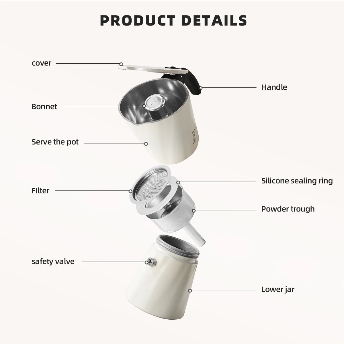 Bincoo 2-Cup Moka Pot | Stovetop Espresso Maker Stovetop Espresso Maker Qst