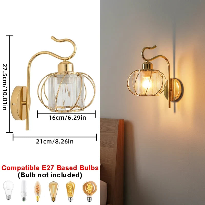 Modern Gold Crystal Wall Sconce | Nordic LED Wall Lamp Crystal Wall Sconce Qme D