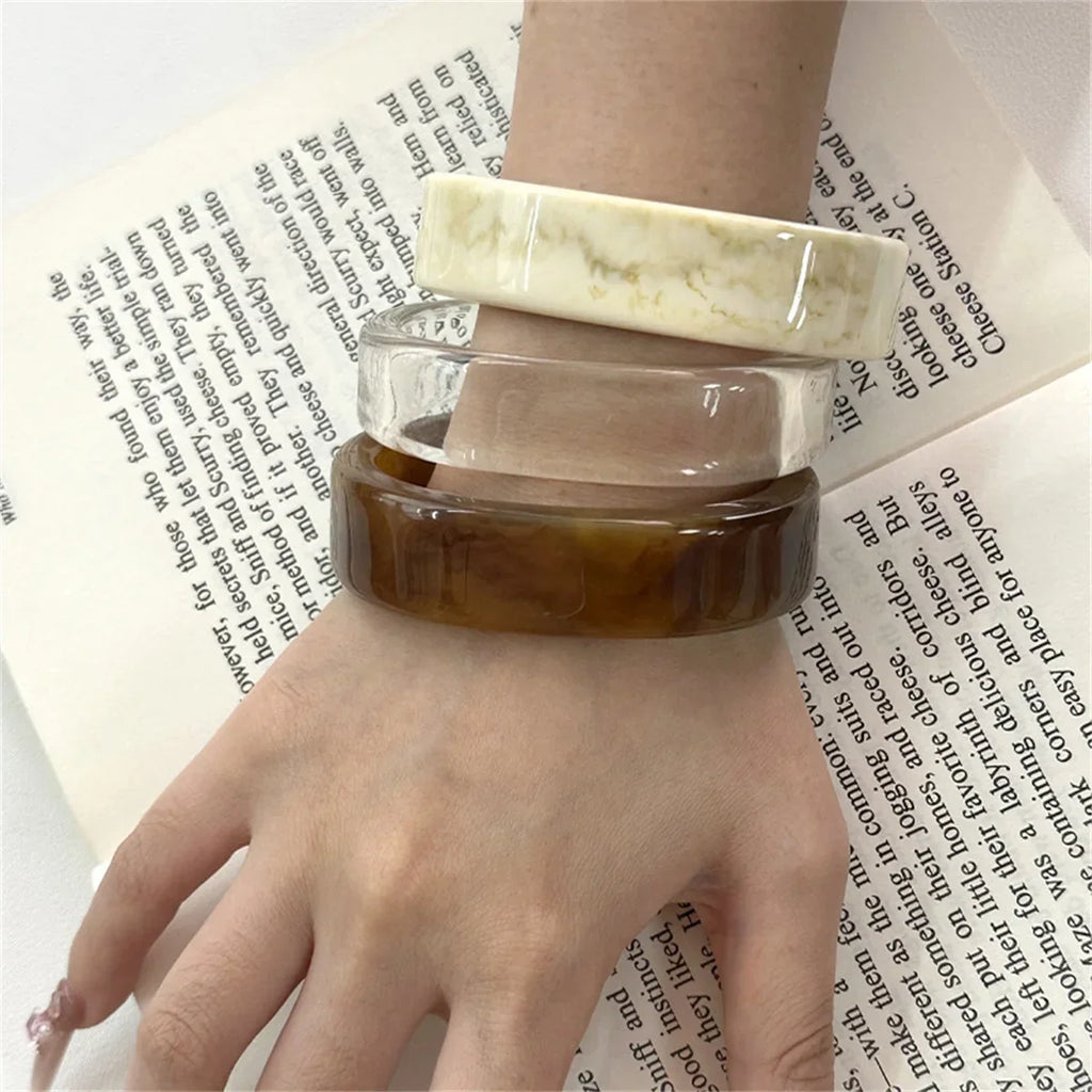Y2K Chunky Acrylic Resin Wide Bangle Bracelet | Kpop Style Chunky Bangle Bracelet Qme