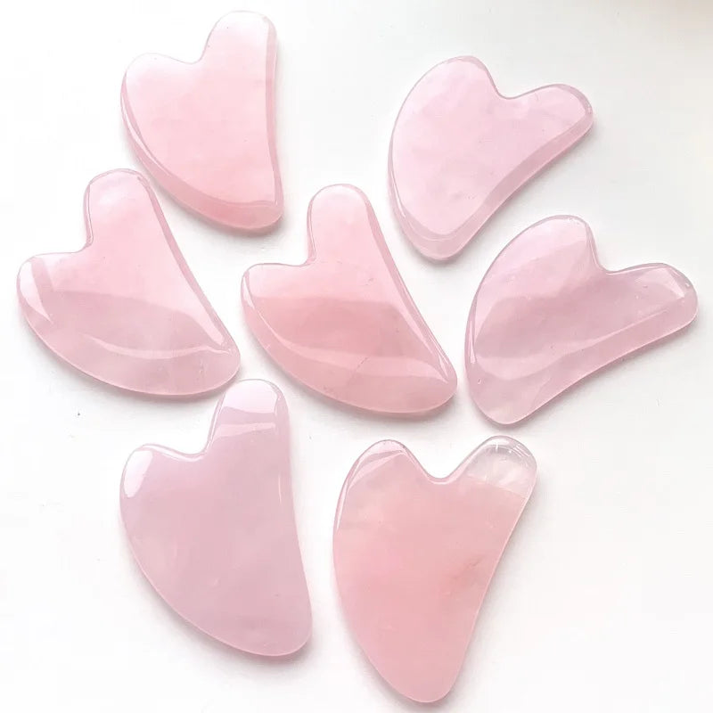 Heart Gua Sha Rose Quartz & Jade Face Massage Tool Gua Sha Massage Tool Qme