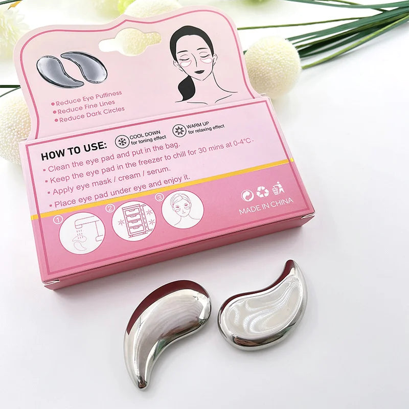 Stainless Steel Cooling Eye Pads – Hot & Cold Eye Mask 2-Pack Eye Care Mask Qst 2pcs mini eye pads