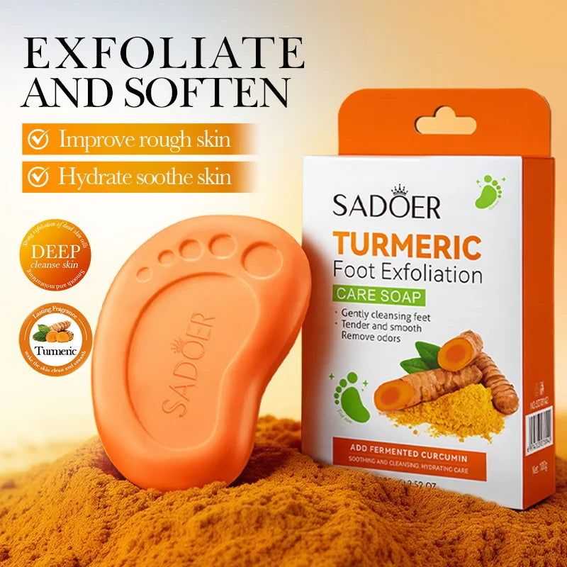 Turmeric Foot Soap – Exfoliating, Brightening & Smoothing Bar Exfoliating Foot Soap Qme Foot Soap 100g