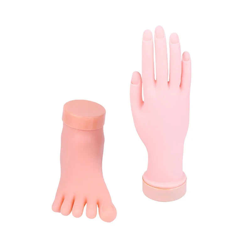 Silicone Nail Art Practice Hand & Fake Foot Display Model Nail Art Practice Model Qme