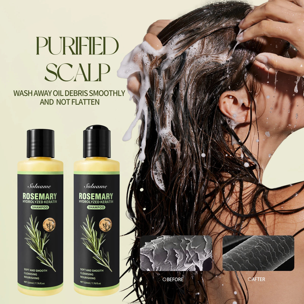 Rosemary Shampoo with Hydrolyzed Keratin – Smooth Frizzy Hair Keratin Shampoo Qst