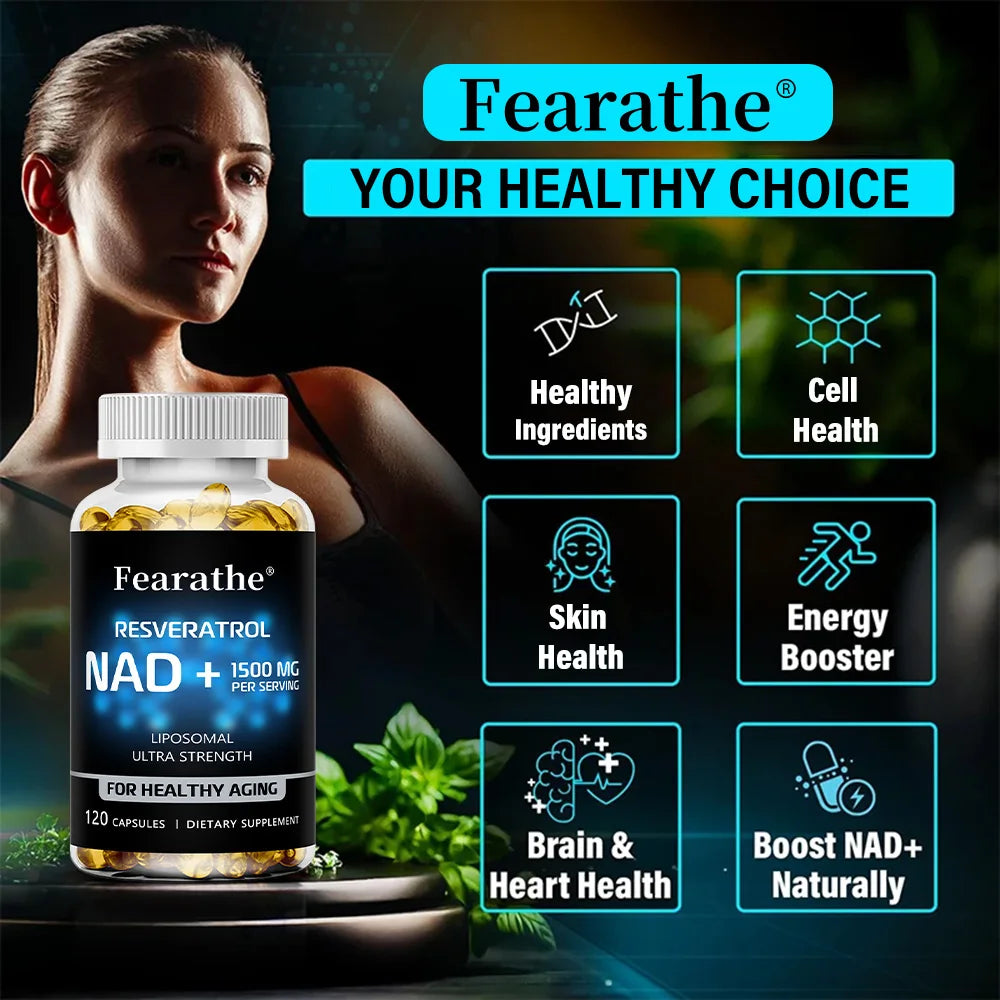NAD+ Resveratrol 1200mg Capsules – Energy & Cellular Health Anti-Aging Supplement Qst