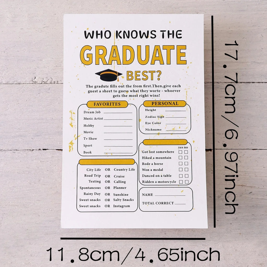 Graduation Game Cards – Creative Tabletop Party Set | 5 Colors Graduation Party Game Qme