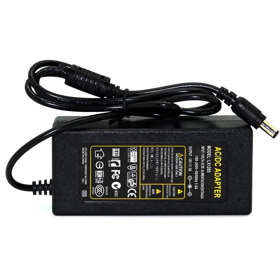 ESCAM 12V 5A 60W DC Power Adapter Switch AC100-240V Universal DC Power Adapter Qme UK Plug