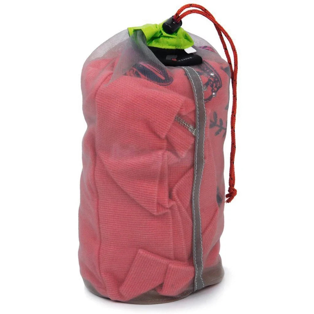 Ultralight Nylon Mesh Drawstring Bag – Travel & Camping Organizer Mesh Drawstring Bag Qme