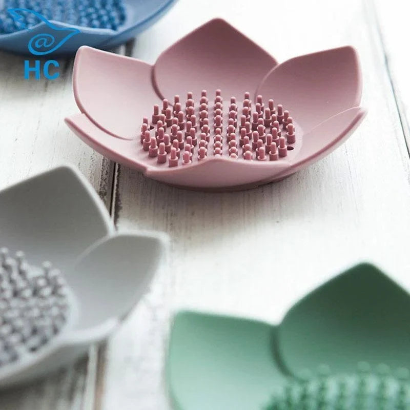 Silicone Lotus Soap Holder Drain Dish – 5 Colors Silicone Soap Dish Qme
