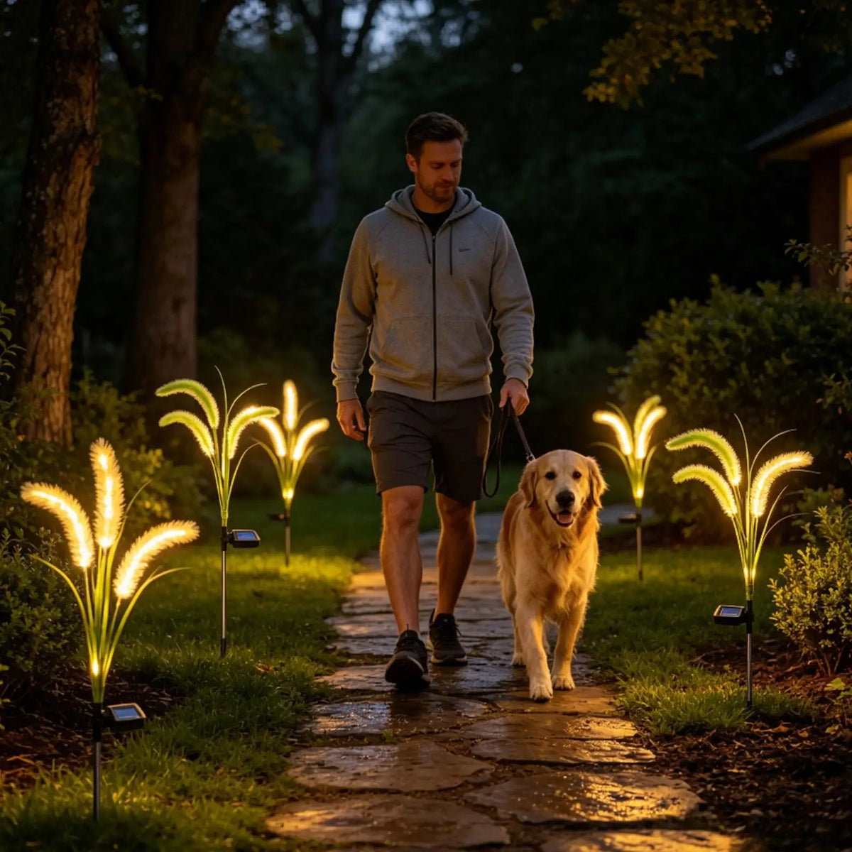 Solar Tall Artificial Reed Grass Pathway Lights | Weatherproof Solar Pathway Lights Qme
