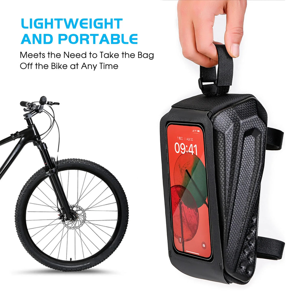 EVA Hardshell Bike Frame Bag – Rainproof Flip Cover | 1L Bike Frame Bag Qme