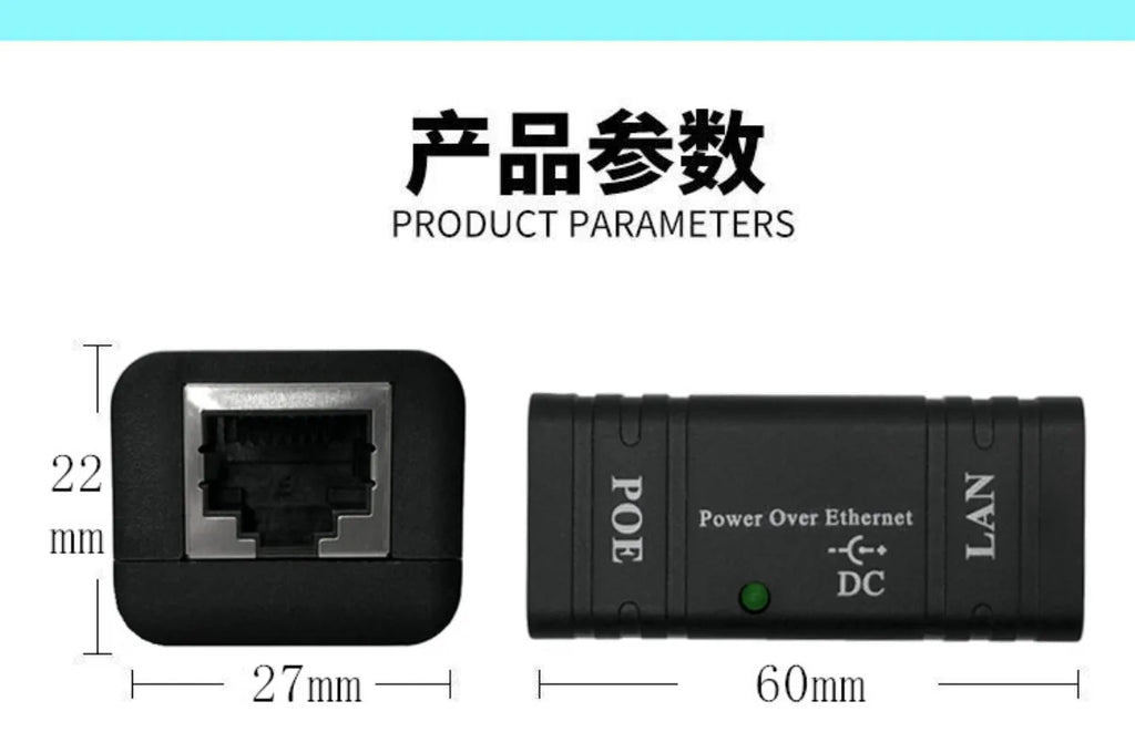 Gigabit Passive PoE Injector 1000Mbps 12-52V Ethernet Adapter PoE Injector Qme