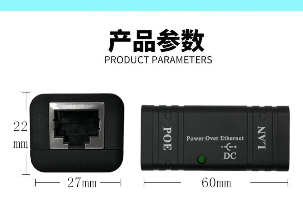 Gigabit Passive PoE Injector 1000Mbps 12-52V Ethernet Adapter PoE Injector Qme