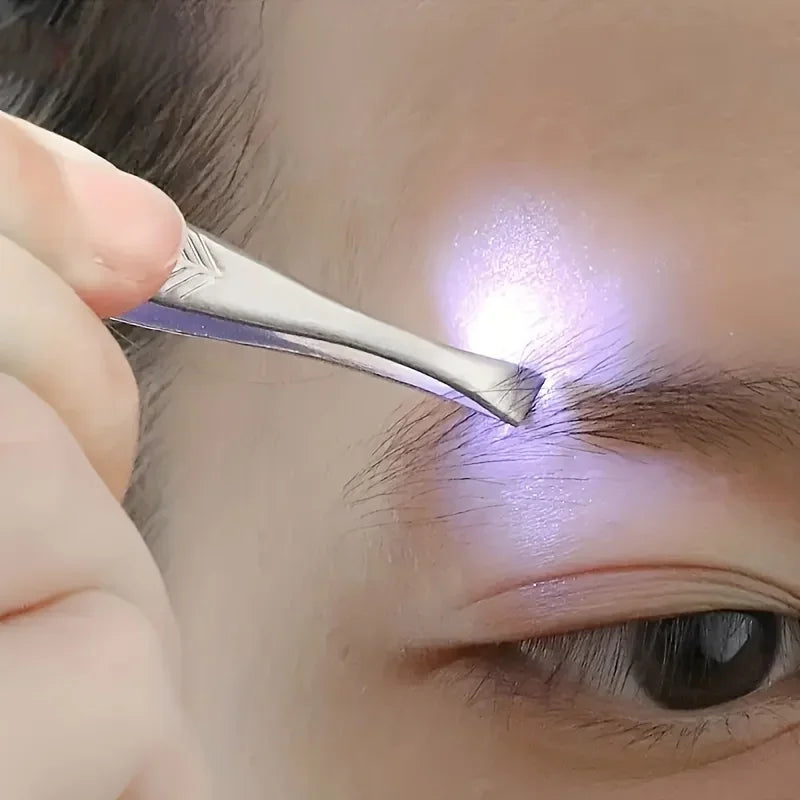 LED Light Precision Brow Tweezers | Portable Makeup Tool LED Brow Tweezers Qme