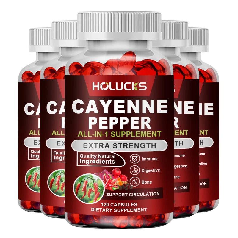 Cayenne Pepper Supplement with Organic Beet & Hawthorn | 60 Caps Herbal Supplement Qst 5BOX 120pcs Hot Sale