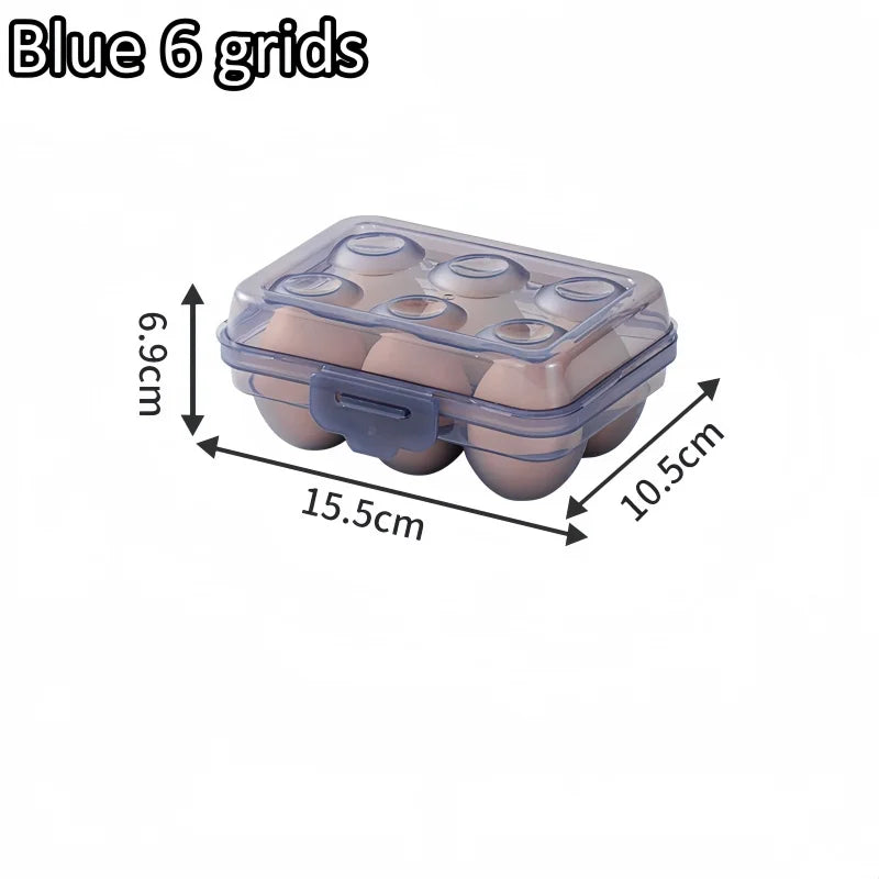 Portable Egg Storage Box with Lid – 6, 15 or 24 Grid Egg Storage Box Qme Blue 6 grids