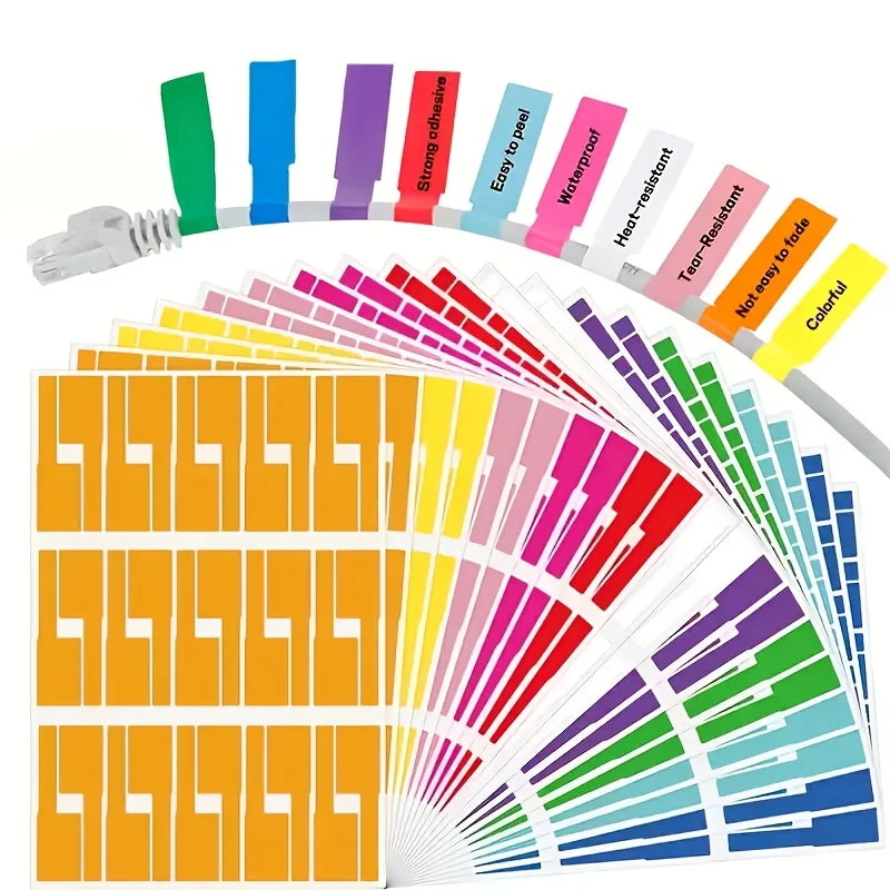 180-Color A4 Printable Wire Self-Adhesive Cable Labels – 180 Pack Cable Labels Qme 180pcs random color