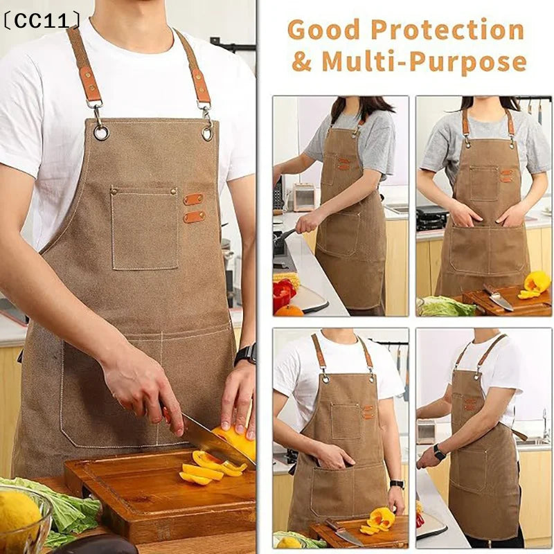 Canvas Kitchen Apron – Oil-Proof Unisex Cooking Apron Kitchen Cooking Apron Qme