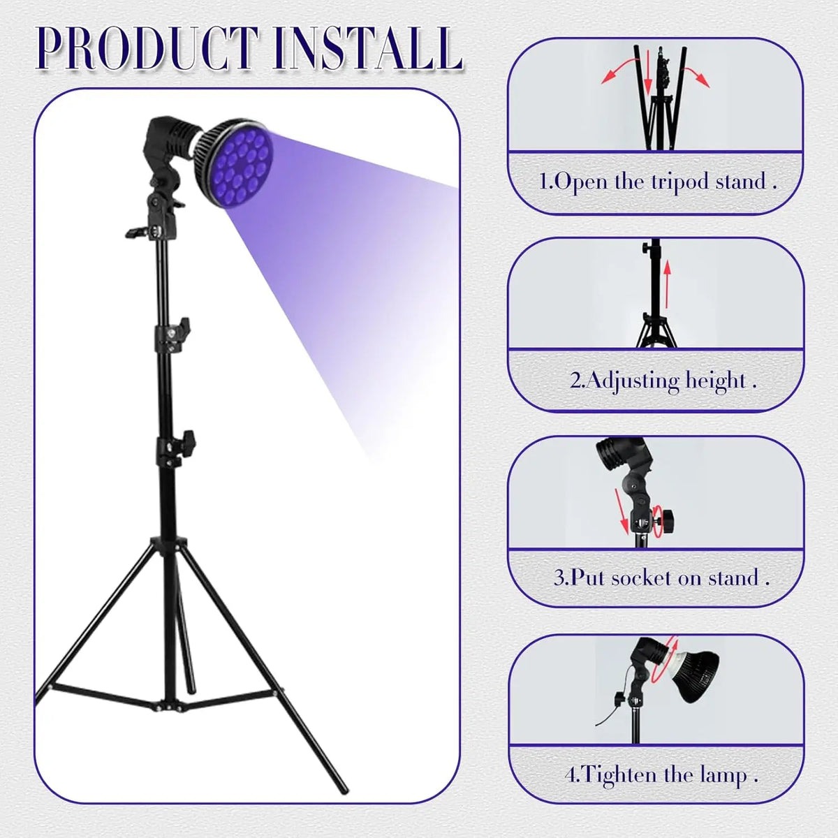 54W Purple LED Tanning Lamp 460nm – Foldable Stand & Eye Mask LED Tanning Lamp Qst