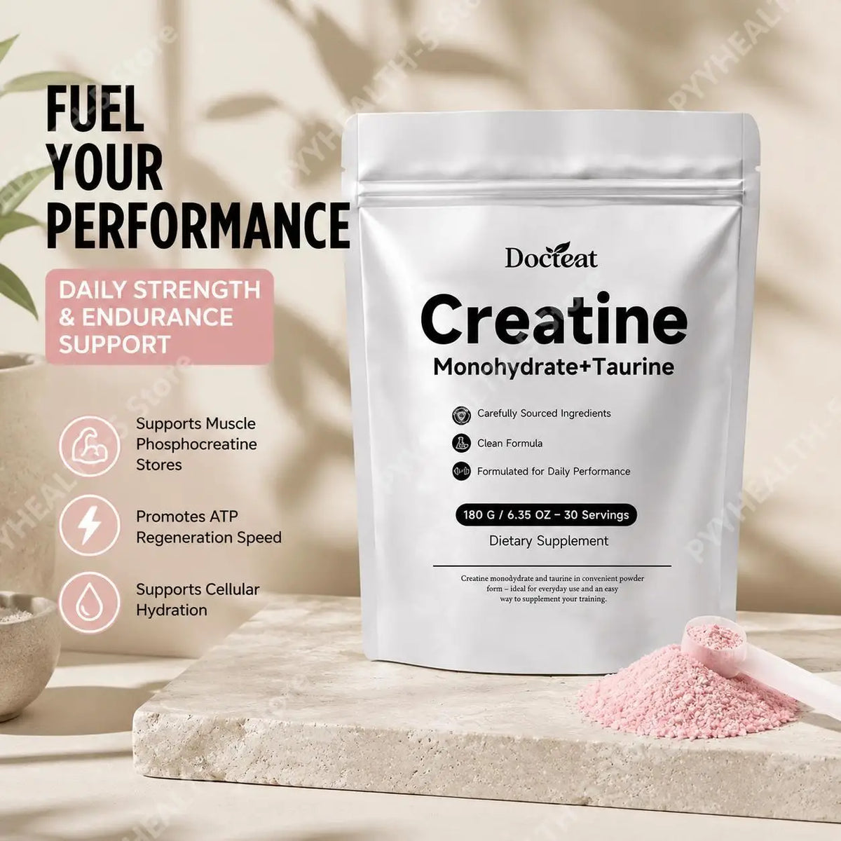 Creatine Monohydrate & Taurine Powder – 30 Servings | Sports Nutrition Sports Nutrition Powder Qst