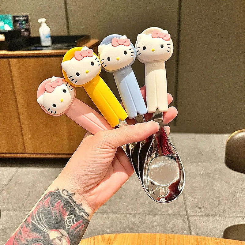 Hello Kitty 304 Stainless Steel Spoon – 9 Colors Character Kitchen Spoon Qme