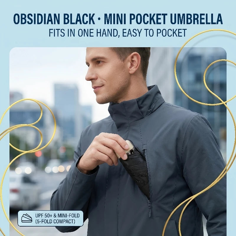Mini Pocket Umbrella UV Protection 5-Fold Compact Parasol Compact Travel Umbrella Qst