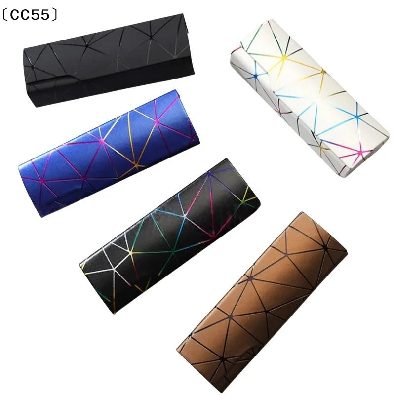 Geometric Hard Eyeglasses Case – PU Leather Spectacle Box Eyeglasses Case Qst