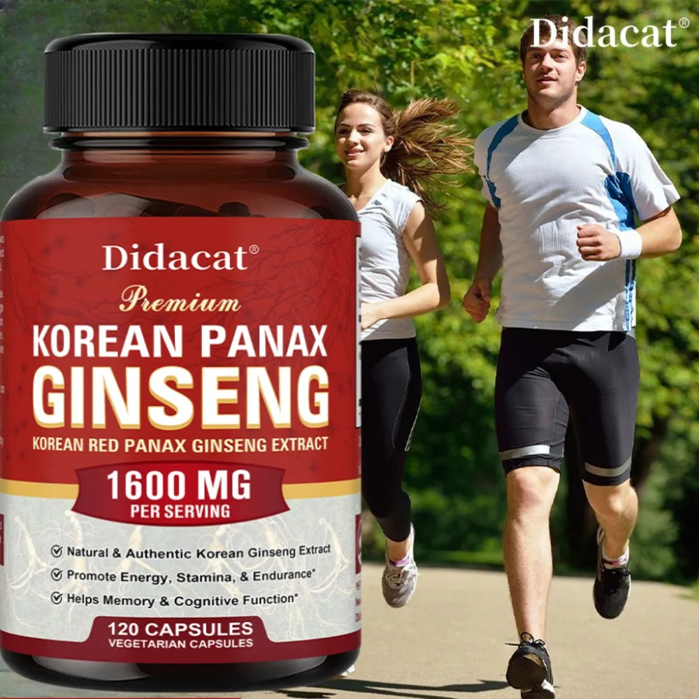 Korean Red Panax Ginseng Capsules – Energy & Focus Support Herbal Supplement Capsules Qst