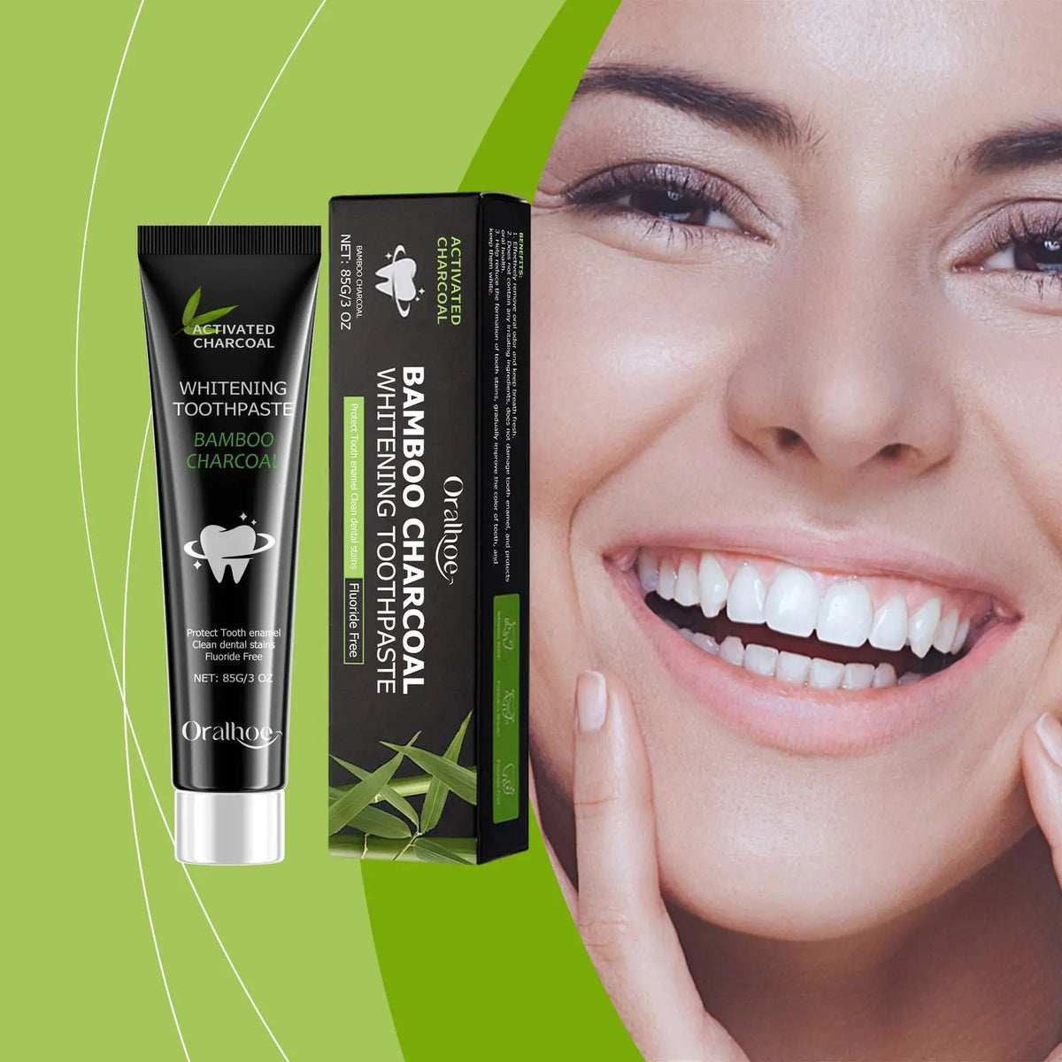 Oralhoe Bamboo Charcoal Whitening Toothpaste | Oral Care Whitening Toothpaste Qst