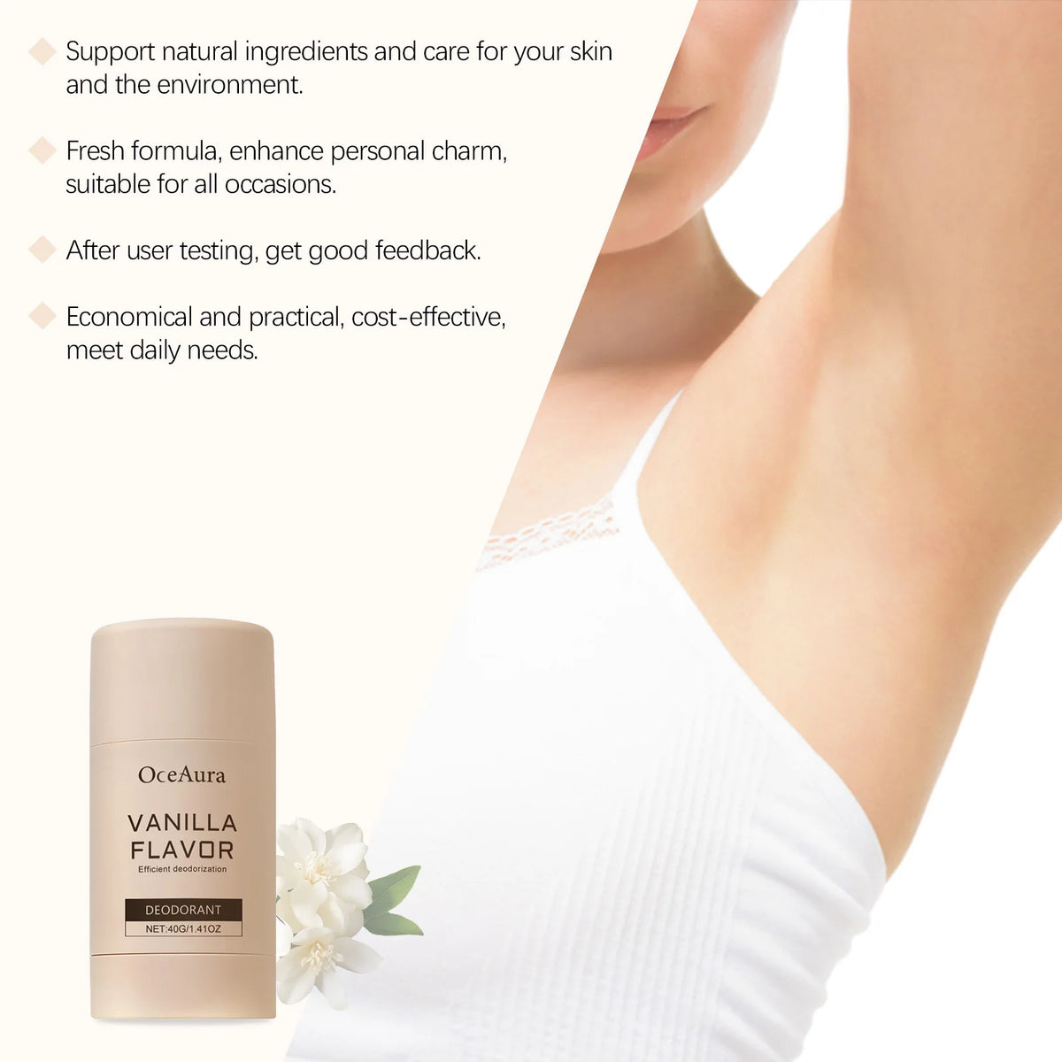 Vanilla Body Deodorant Stick 40g – Long-Lasting Fragrance Balm Body Deodorant Stick Qst
