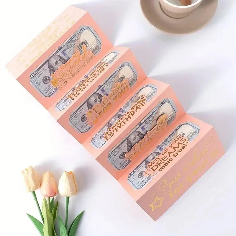 Birthday Cash Envelope Money Card Folding Holder | 3 Colors Cash Gift Envelope Qme