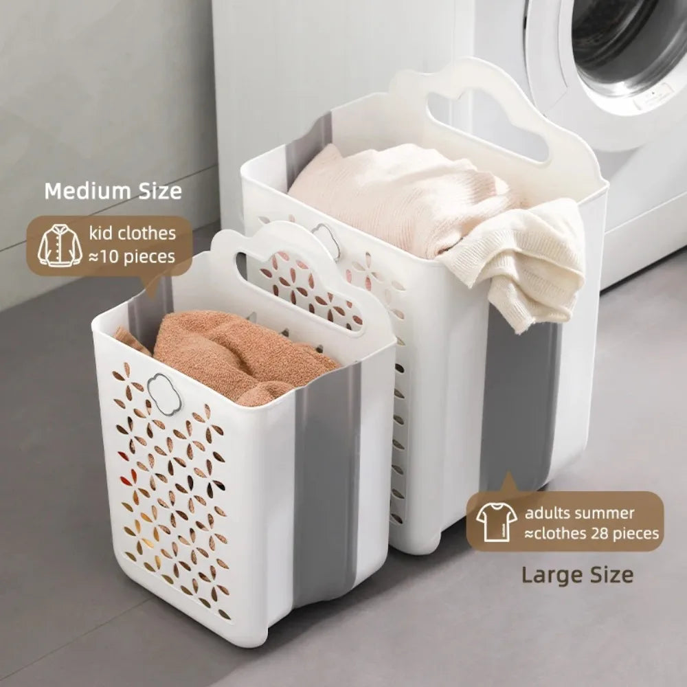 Large Folding Bathroom Laundry Basket | Wall-Mounted Storage Folding Laundry Basket Qme