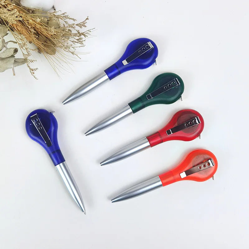 2-in-1 Ballpoint Pen & Retractable Tape Measure | Blue Ink Pen Tape Measure Qme