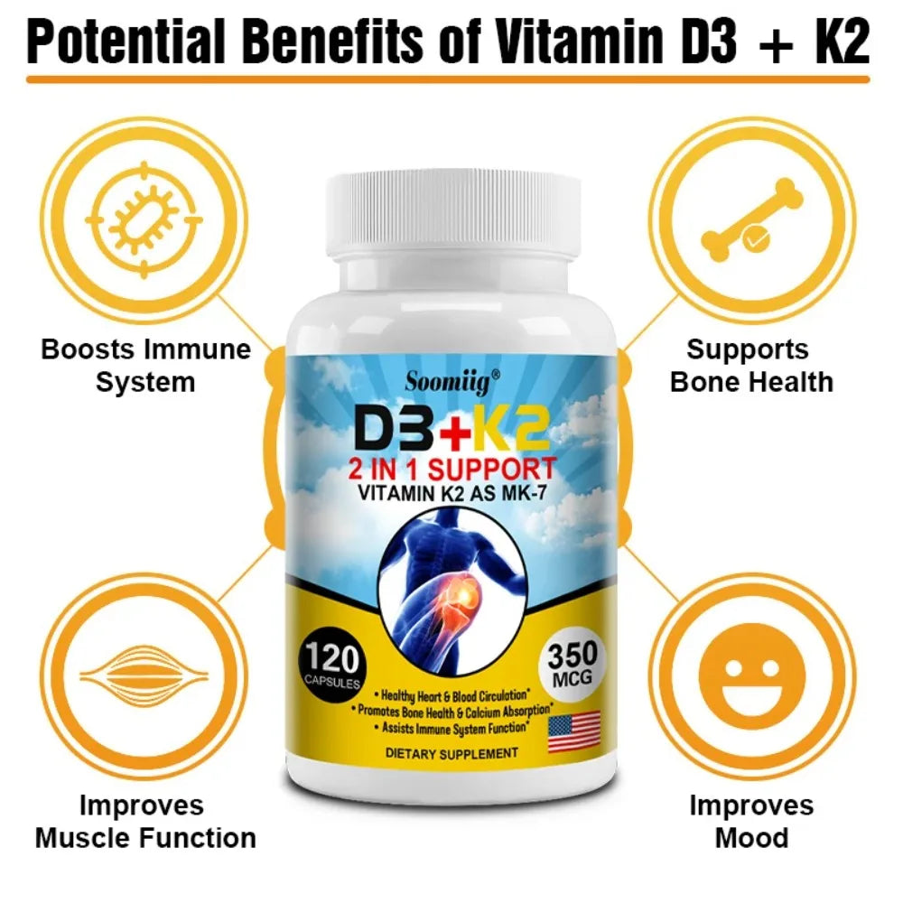 Vitamin D3 K2 Complex 5000 IU – Non-GMO, Gluten-Free Vitamin Supplement Qst