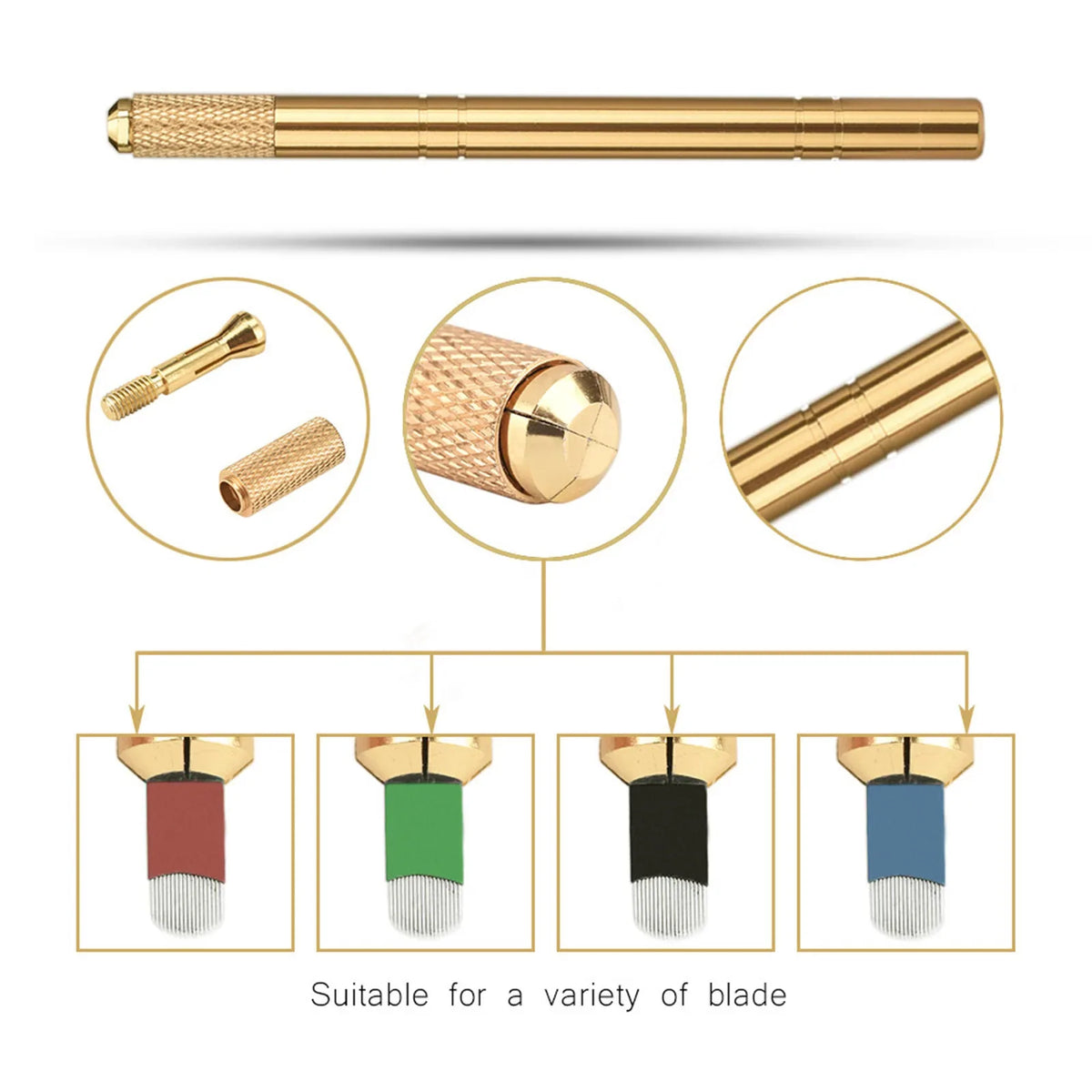 Golden Tebori 3D Microblading Pen & Needles – Permanent Makeup Microblading Pen Qme