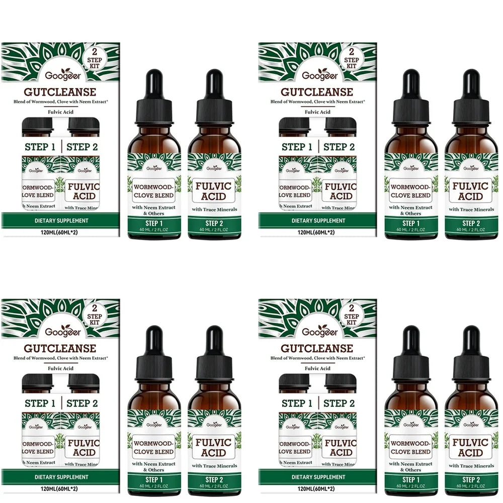 Googeer Fulvic Acid Gut Cleanse Drops – MCT & Wormwood Oil Kit Gut Cleanse Drops Qst 4 Bottles 480 ml