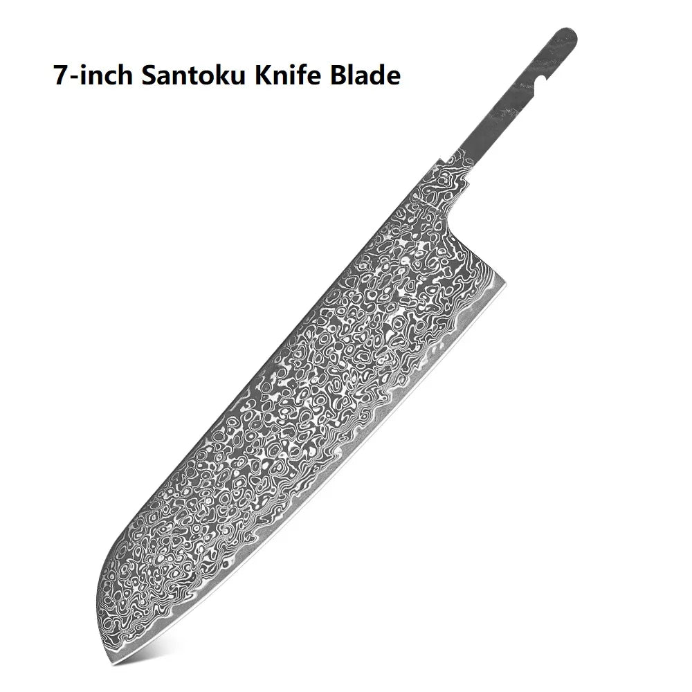 Damascus Steel Chef Knife Blank Blade – DIY Full Tang Forged Knife Blank Blade Qst 7 inch Santoku