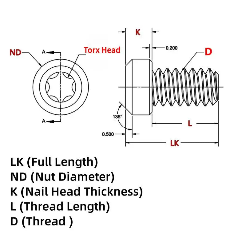 Stainless Steel Knife Handle Lock Screws M4 T8 Torx – 10 Sizes Knife Handle Screws Qst
