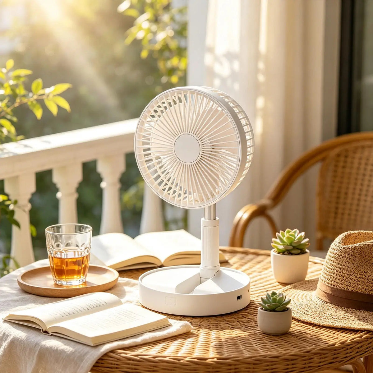 Portable Foldable Quiet Fan – 185° Tilt, Rechargeable, Silent Portable Desk Fan Qme