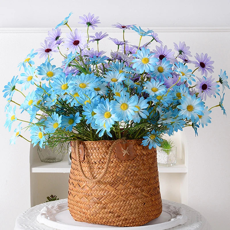 5-Head Silk Chamomile Artificial Flowers – Home & Wedding Décor Artificial Silk Flowers Qst