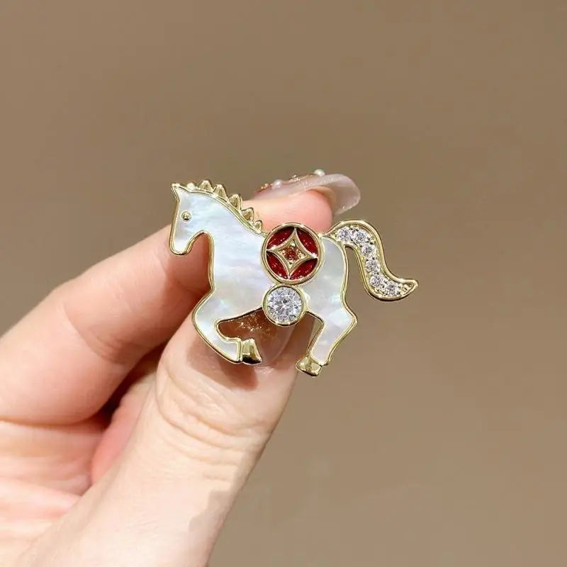 Zodiac Horse Brooch – Dripping Oil Enamel Pony Lapel Pin Enamel Lapel Pin Qme style 9