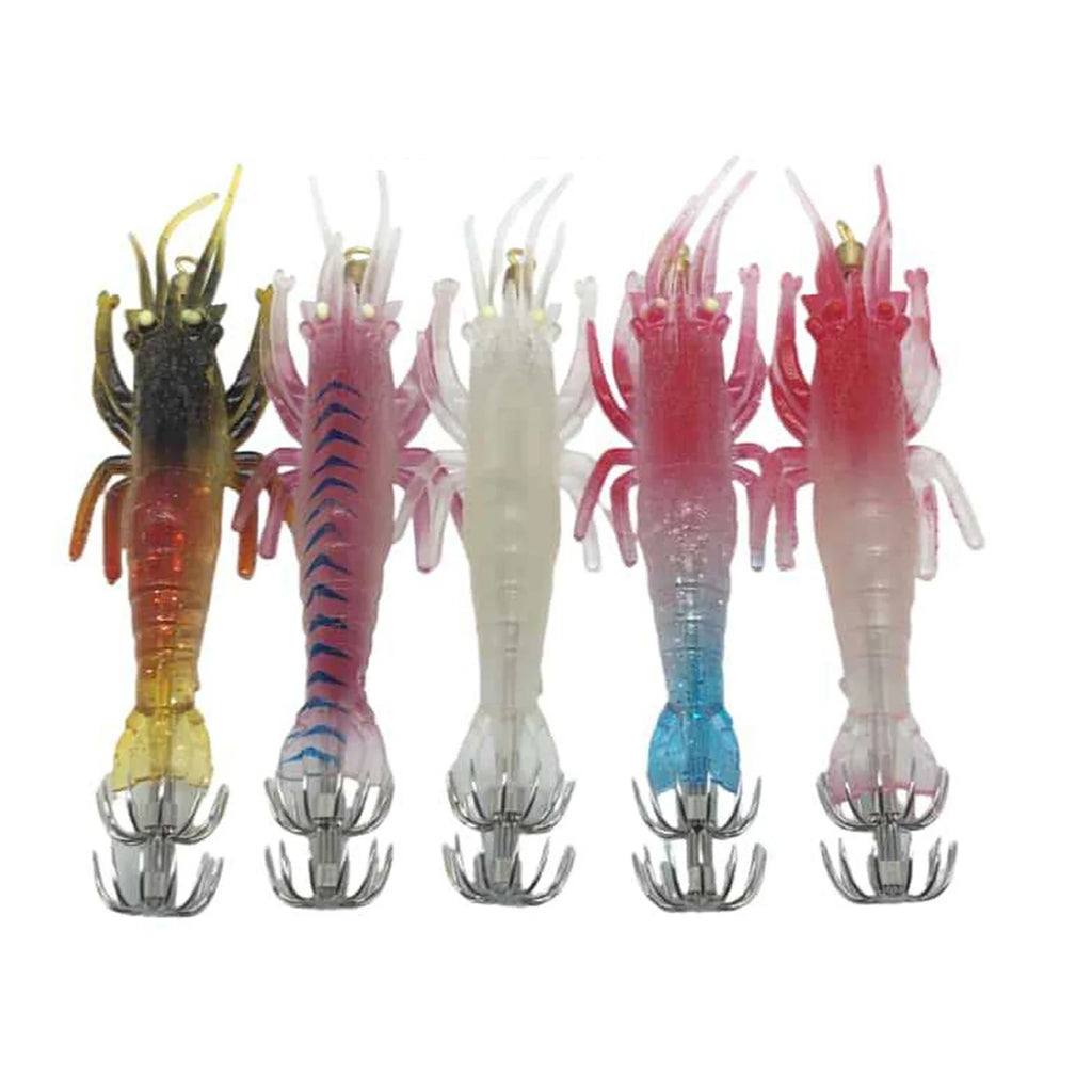 Luminous Squid Jig Hooks 5-Piece Night Fishing Soft Bait Set Fishing Jig Lure Set Qme 5pcs