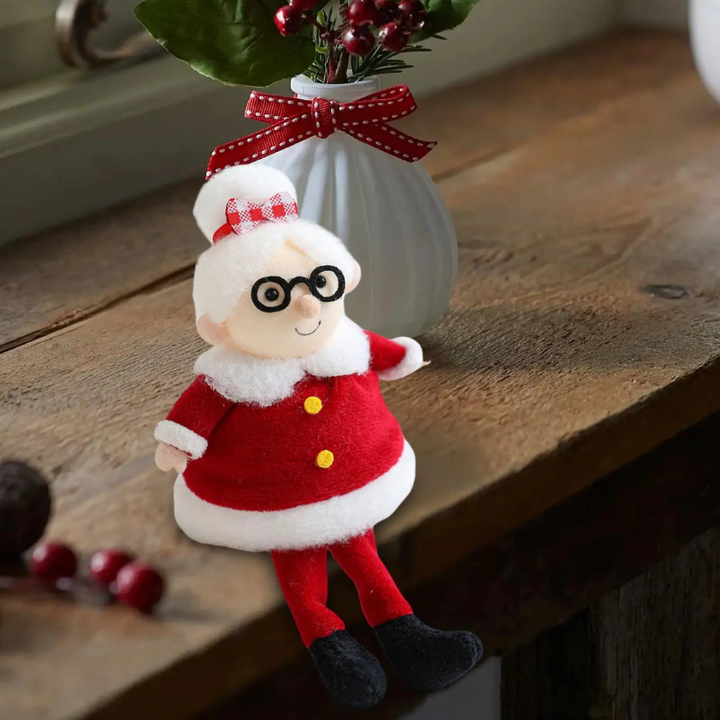 Cartoon Santa Claus Sitting Plush Ornament | Holiday Decor Christmas Plush Ornament Qme