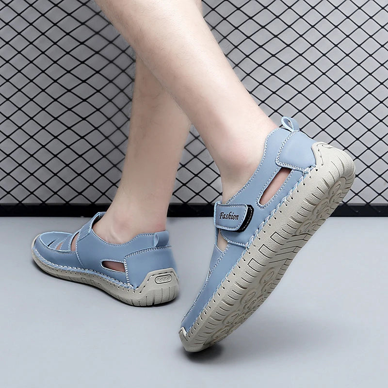 Women's Leather Flat Sandals – Roman Gladiator Beach Shoes Women's Flat Sandals Qst