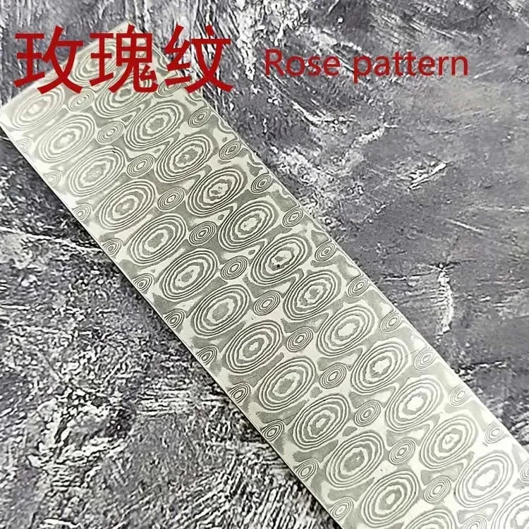 VG10 Damascus Steel Knife Blank – DIY Forged Steel Strip Knife Making Blank Qst 22x3x0.3CM(Rose)