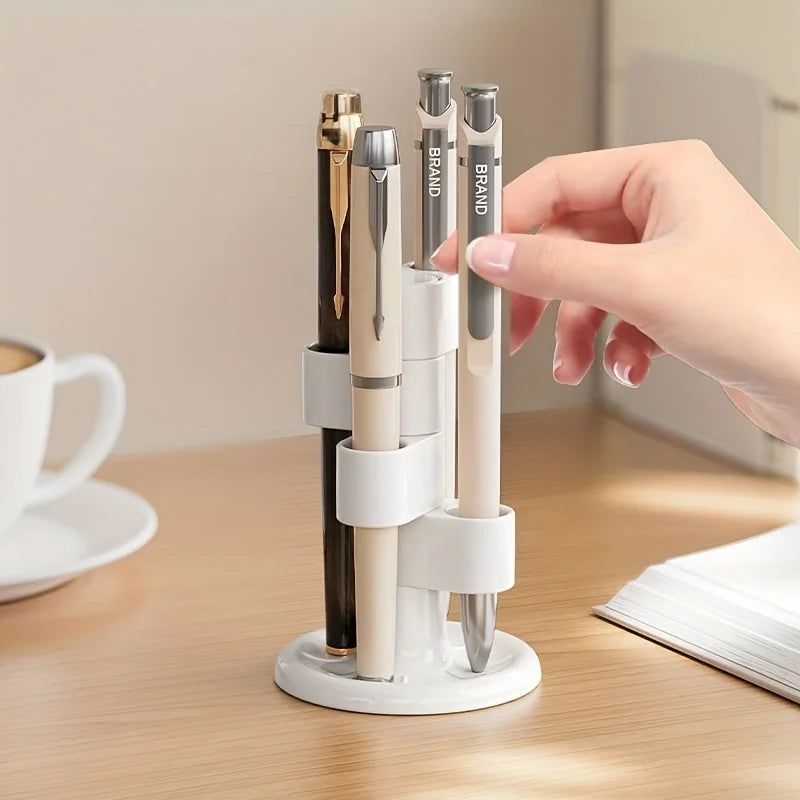 360° Rotating Desktop Pen & Pencil Holder – White Organizer Rotating Pen Holder Qme